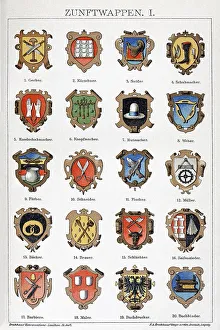 Old guild emblems, symbols of craft guilds