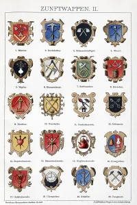 Old guild emblems, symbols of craft guilds