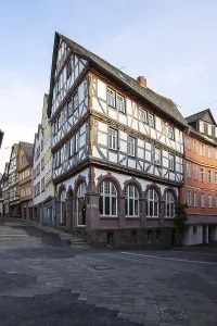 Old half-timbered houses in a town