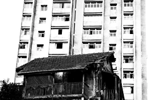 Old house and new building Banganga Mumbai Maharashtra India Asia 1985