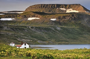 Category Mountain Landscapes Prints: Old houses, Hesteyri, Hesteyrarfjoerour or Joekulfiroir