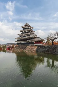 Old Japanese castle reflected in the moat