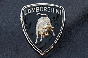 Old Lamborghini logo, wordmark with an image of a bull