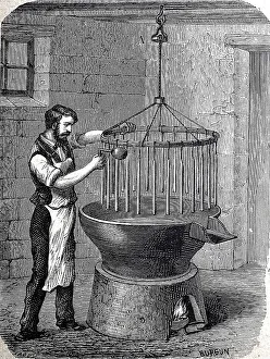Old method of candle making, candle maker