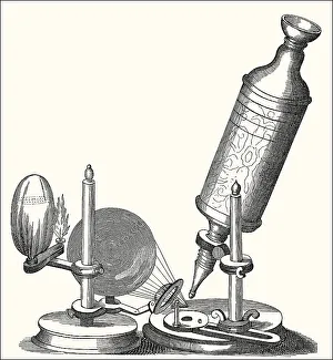 Old microscope, 17h century