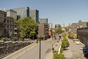 Framed Print : Old Montreal street view with historical buildings