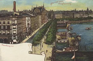 Old and new Jungfernstieg in Hamburg