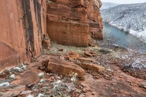 Old sandstone quarry on the shore of Horesetooth Reservoir near Fort Collins
