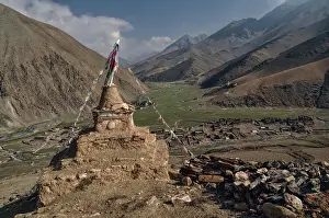 Old shrine in scenic Himalayas mountains in Nepal