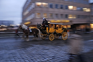 Old stagecoach with horses galloping
