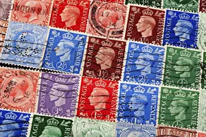 Old stamps from England with King George VI