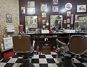 Old style barber shop downtown Sao Paulo, Brazil