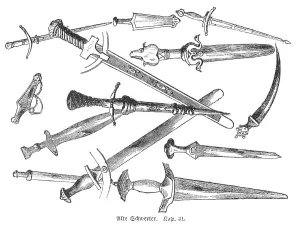 Old swords, sabre, ornaments, hilt