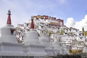 The old Thiksay monastery in Theksey small village