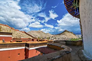 Category Buddhism Prints: The old tibetan quarter before the Dzong