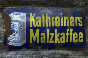 Old tin sign from the 1950s, Kathreiners Malt coffee