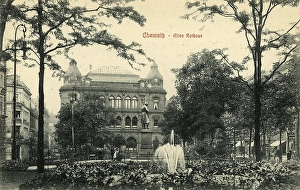 Old Town Hall in Chemnitz, 1911, picture postcard, Saxony, Germany, digitally enhanced reproduction from a historical original, around 1900, public domain, Europe