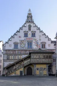 Old town hall with decorative wall paintings in Gothic style