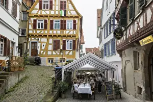 Old town with historic buildings and half-timbered houses