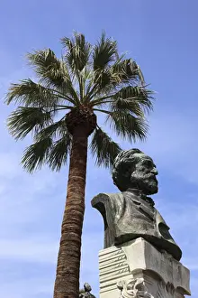 Old town of Palermo, Giuseppe Verdi's bust in front of the opera house in Piazza Verdi