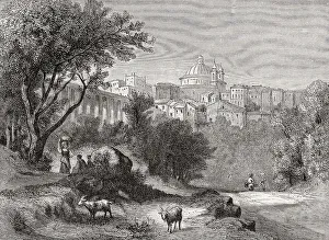 Old view of Ariccia, Metropolitan City of Rome