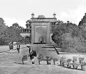 Old vintage lantern slide of entrance gate panch mahal fatehpur sikri Uttar Pradesh, India, Asia