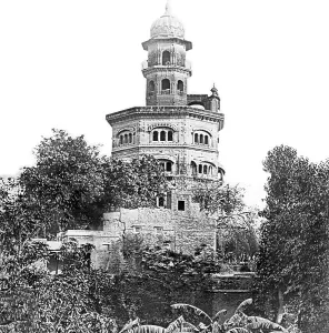 Old vintage lantern slide of Gurdwara Baba Atal Rai Sahib in golden temple Complex, Punjab, India, Asia
