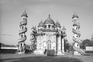 Old vintage lantern slide of Mahabat Maqbara, junagadh, Gujarat, India, Asia 1900s, Asia