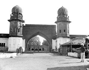 Old vintage lantern slide of mecca gate, bijapur, karnataka, India, Asia