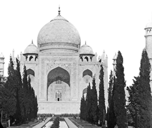 Old vintage lantern slide of taj mahal, Agra, uttar pradesh, India, Asia
