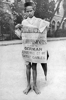 Old vintage photo of newsboy Mumbai Maharashtra India