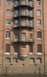 Front of an old warehouse at the Hamburger Speicherstadt Germany