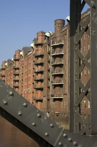 Old warehouses at the Speicherstadt in Hamburg Germany