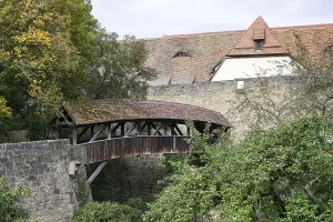 Old wooden bridge in Rothenburg