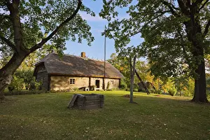 Old wooden house in the rural area Latvia