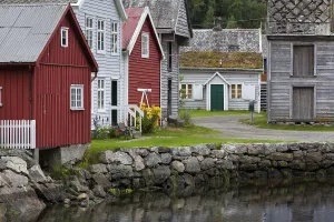Category Scandinavia Prints: Old wooden houses, Gamle Laerdalsoyri