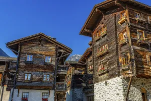 Old wooden houses in log construction