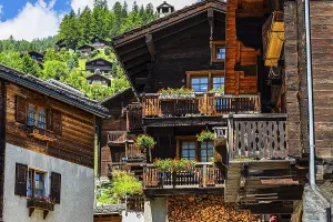 Old wooden houses in log construction