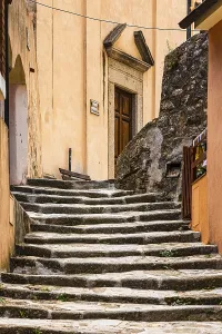 Old worn stone staircase to the church of San Francesco