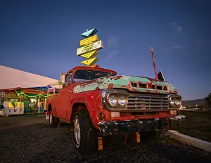 Oldtimer, Truck, Historic service area and gas station