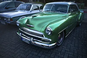 Oldtimer, Vintage Car, Ford 17M next to Chevrolet Bel Air 1951 Hardtop-Coupe