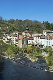 Olliergues village. View on the village on river Dore