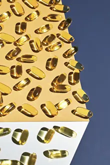 Omega3 gel capsule. Sun shadow