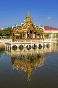 Open gilded pavilion, Buddhist temple complex