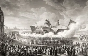 The opening of the Equestrian memorial to Peter the Great on the square of St