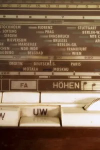 Option keys (buttons) on an antique radio