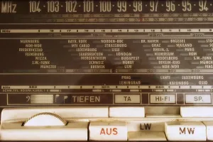 Option keys (buttons) on an antique radio