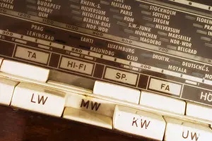 Option keys (buttons) on an antique radio