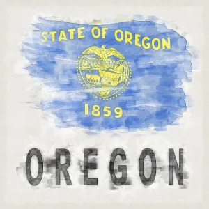 Oregon National Colors with Country Name Background