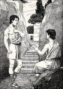 Orestes with Pylades, oracle of Apollo